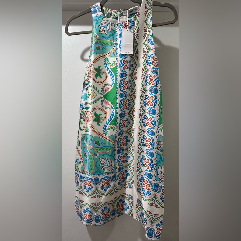 Mango - Colorful Paisley Halter Dress with Pockets